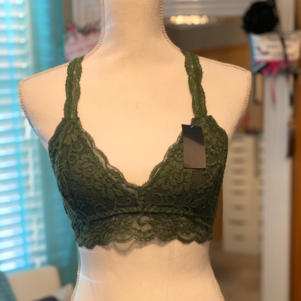 Lace Racerback Bralette, Green NWT
